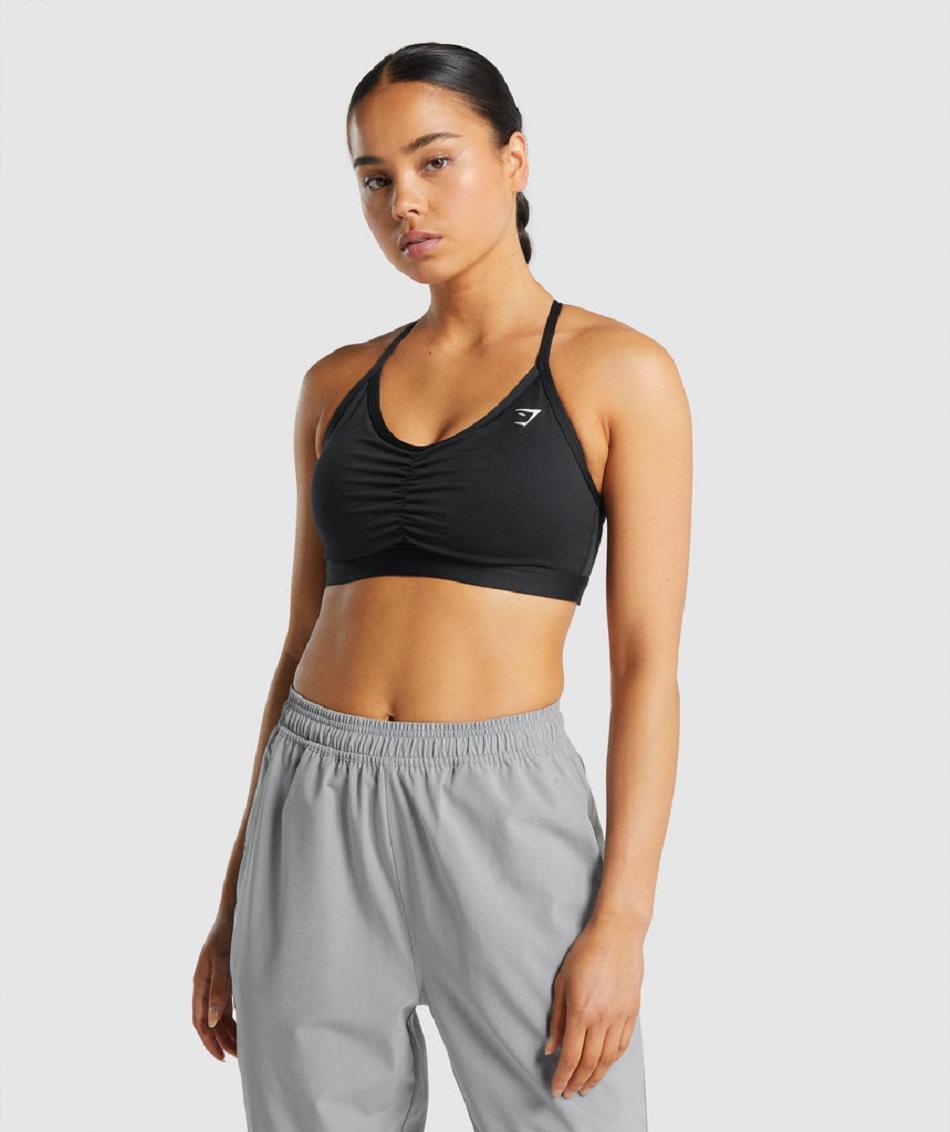 Sujetadores Deportivos Gymshark Ruched Mujer Negras | CO 2087JPQ